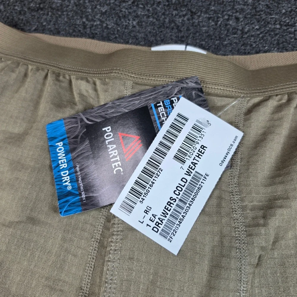 Peckham Grid Fleece Drawers Cold Weather Tan Mens Large Reg Polartec Gen III NEW